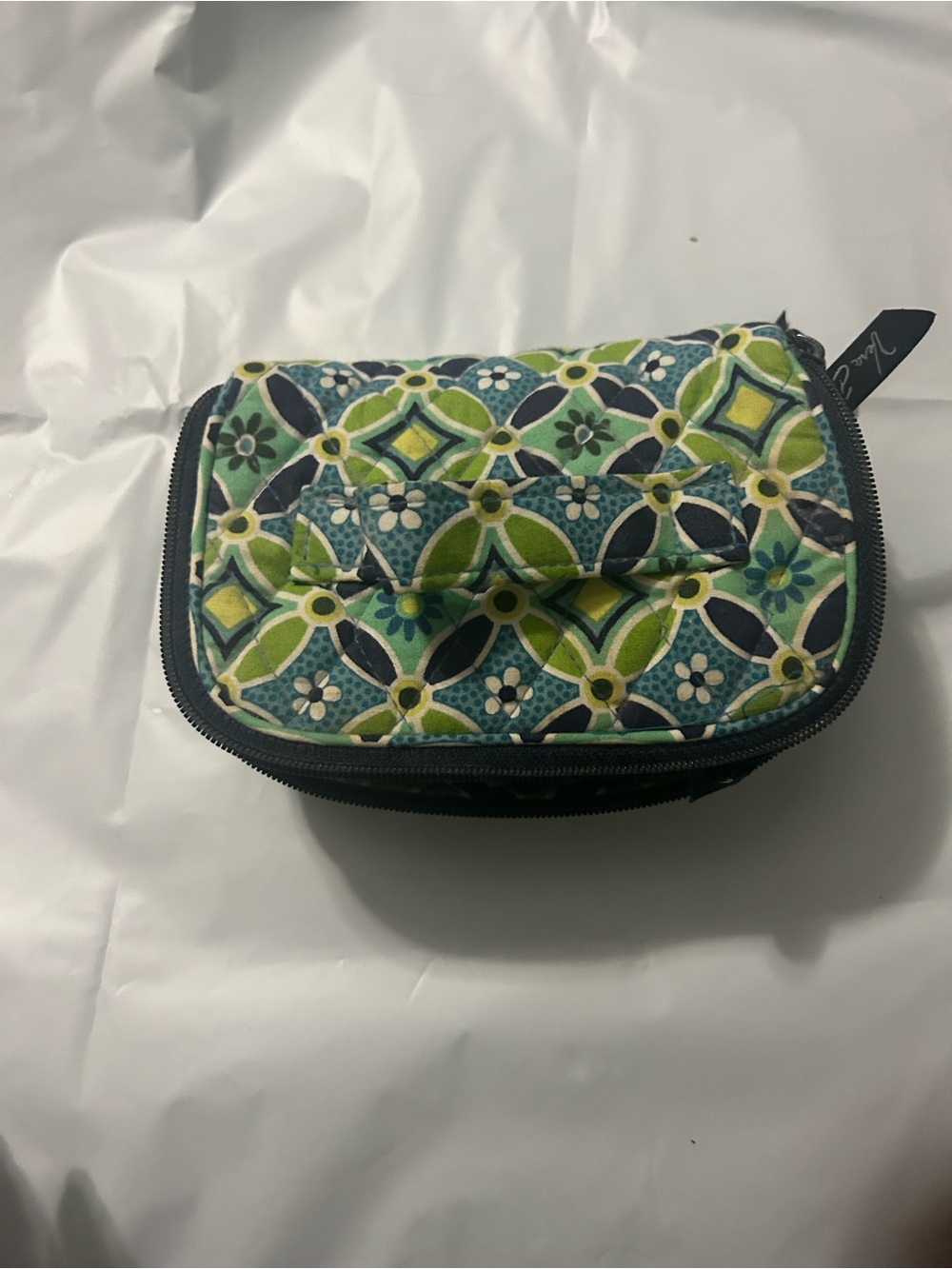 Vera Bradley Blue Green Floral Quilted Cosmetic Wristlet